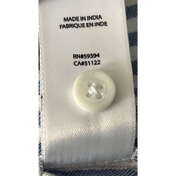 Beach Lunch Lounge Women’s M Blue and White Striped Sleeveless Button Up Collare - Picture 7 of 8